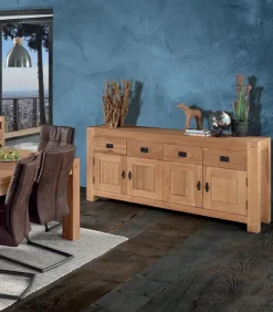 Bahuts & Vaisseliers|Cocktail Scandinave Bahut chêne huilé 4 portes NORWAY