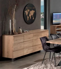 Bahuts & Vaisseliers|Cocktail Scandinave Bahut chêne massif L 208 cm HALDEN