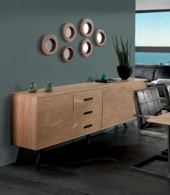 Bahuts & Vaisseliers|Cocktail Scandinave Bahut frêne massif brossé 3 portes OREGON