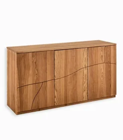 Bahuts & Vaisseliers|Cocktail Scandinave Bahut frêne massif 3 portes WAVE