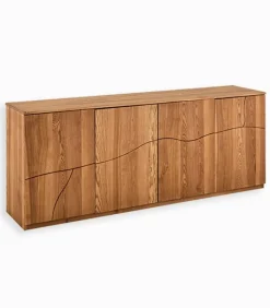 Bahuts & Vaisseliers|Cocktail Scandinave Bahut frêne massif 4 portes WAVE