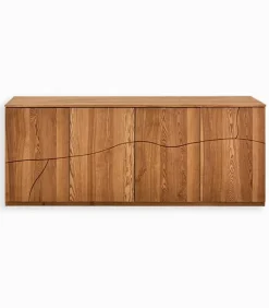 Bahuts & Vaisseliers|Cocktail Scandinave Bahut frêne massif 4 portes WAVE