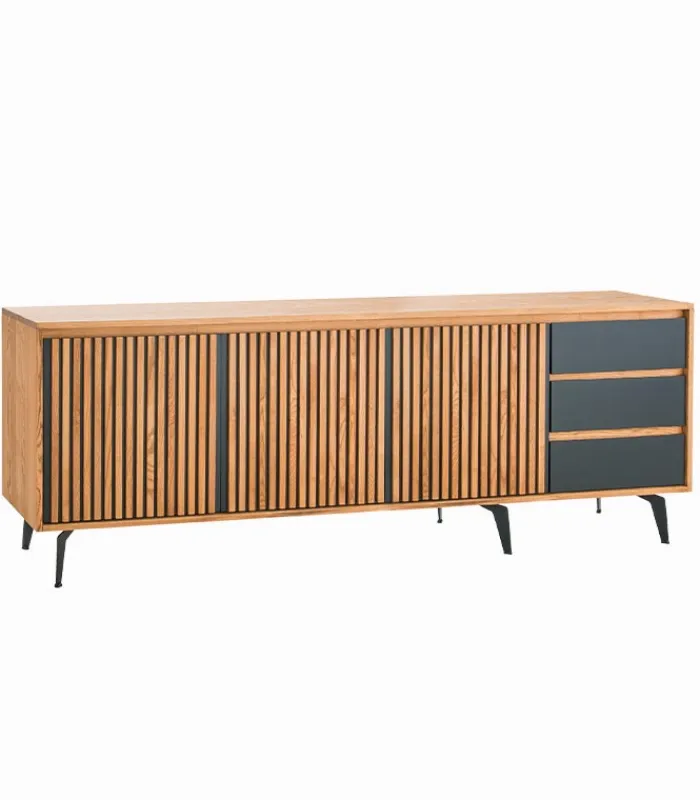 Bahuts & Vaisseliers|Cocktail Scandinave Bahut frêne 3 portes ALSEN