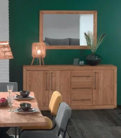 Bahuts & Vaisseliers|Cocktail Scandinave Bahut pin massif ciré brossé HJALMER