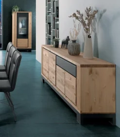 Bahuts & Vaisseliers|Cocktail Scandinave Bahut pin massif 4 portes FOX