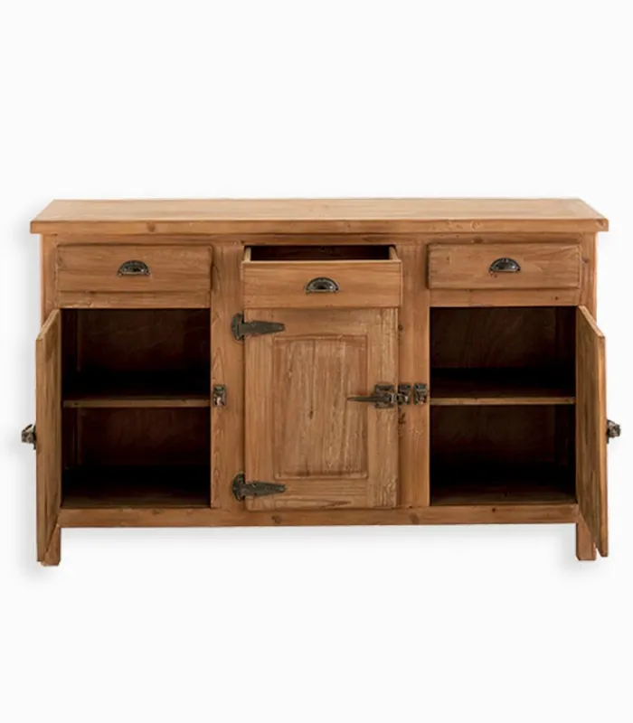 Bahuts & Vaisseliers|Cocktail Scandinave Bahut pin recyclé 3 portes COTTAGE