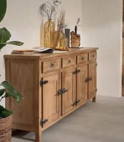 Bahuts & Vaisseliers|Cocktail Scandinave Bahut pin recyclé 4 portes COTTAGE