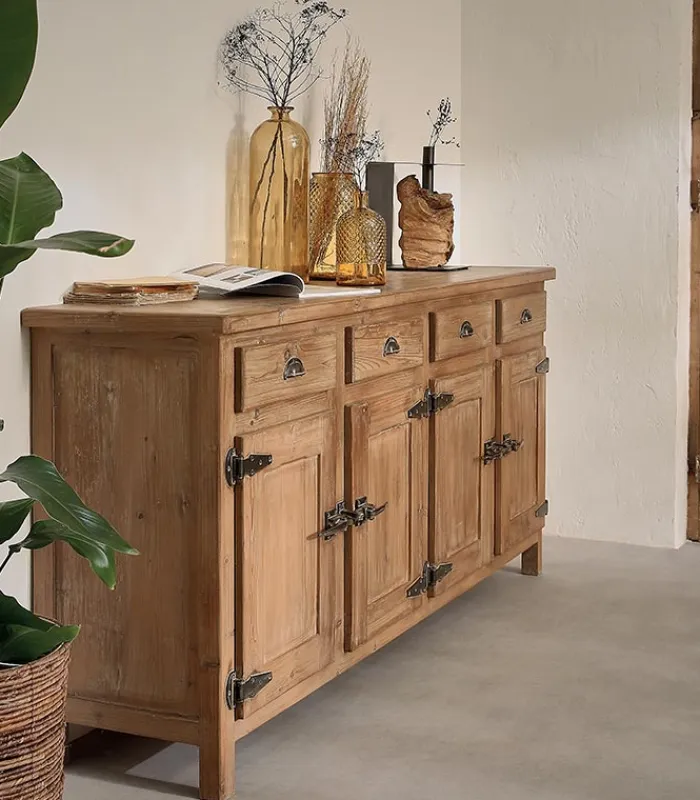 Bahuts & Vaisseliers|Cocktail Scandinave Bahut pin recyclé 4 portes COTTAGE
