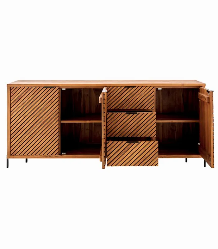 Découvrez Nos Meubles En Teck|Bahuts & Vaisseliers|Cocktail Scandinave Bahut teck massif CROXTON 3 portes 3 tiroirs