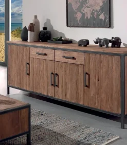 Découvrez Nos Meubles En Teck|Bahuts & Vaisseliers|Cocktail Scandinave Bahut teck & métal 4 portes BROWTON