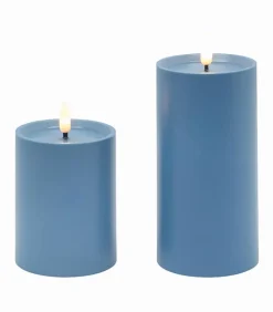 Bougies & Senteurs|Cocktail Scandinave Bougie LED cylindrique plastique bleu / Set de 2