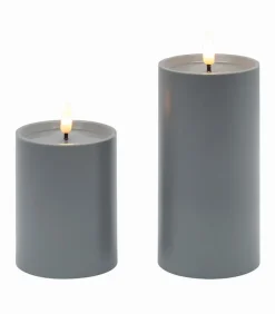 Bougies & Senteurs|Cocktail Scandinave Bougie LED cylindrique plastique gris / Set de 2