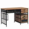 Bureaux|Cocktail Scandinave Bureau bois & métal 7 tiroirs WENDY