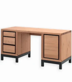 Bureaux|Cocktail Scandinave Bureau pin massif huilé 2 caissons FOX