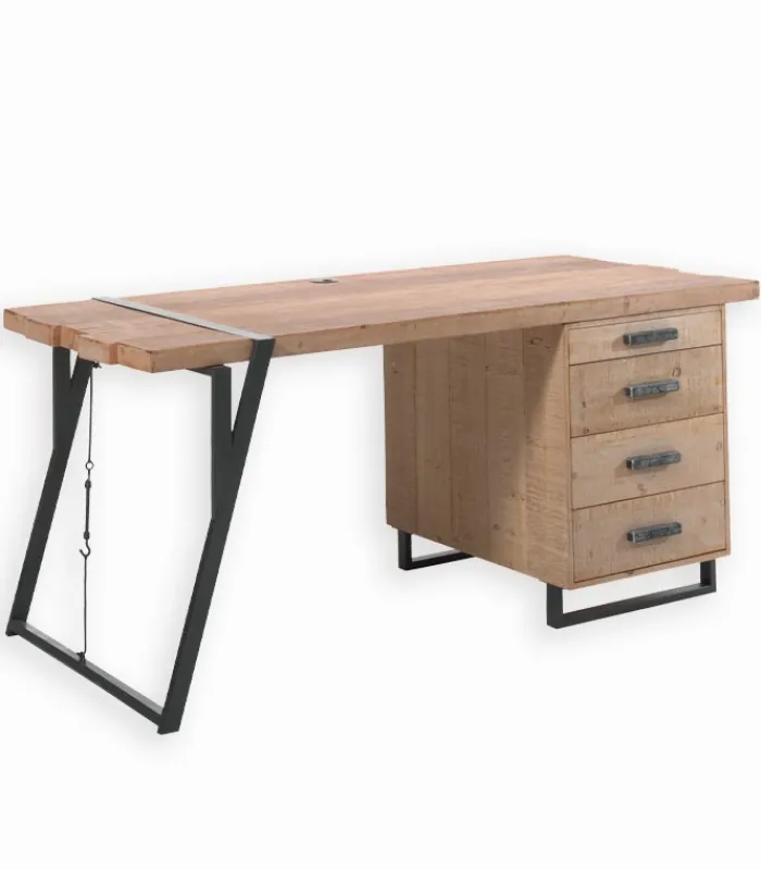 Bureaux|Cocktail Scandinave Bureau sapin massif 4 tiroirs WESTMOUNT