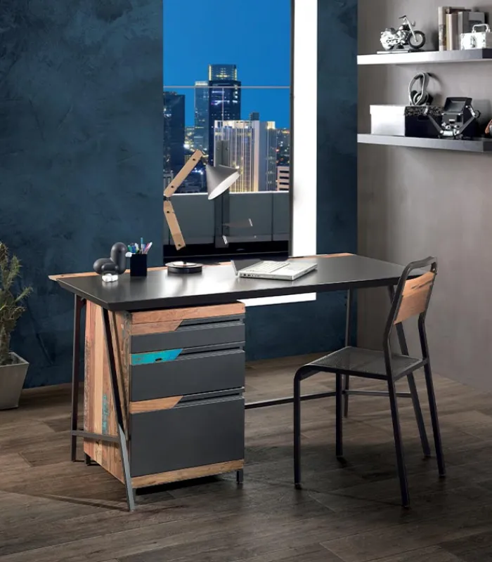 Bureaux|Cocktail Scandinave Caisson bois de bateau & métal FOCUS