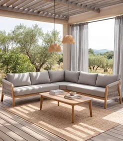 Ensembles De Jardin|Cocktail Scandinave Canapé d’angle de jardin PAROS