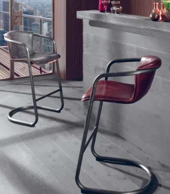 Chaises De Bar|Chaises De Bar|Cocktail Scandinave Chaise de bar métal et cuir CLARK