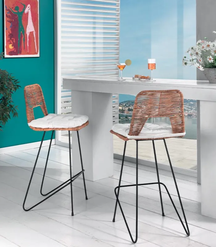 Chaises De Bar|Chaises De Bar|Cocktail Scandinave Chaise haute rotin TREN