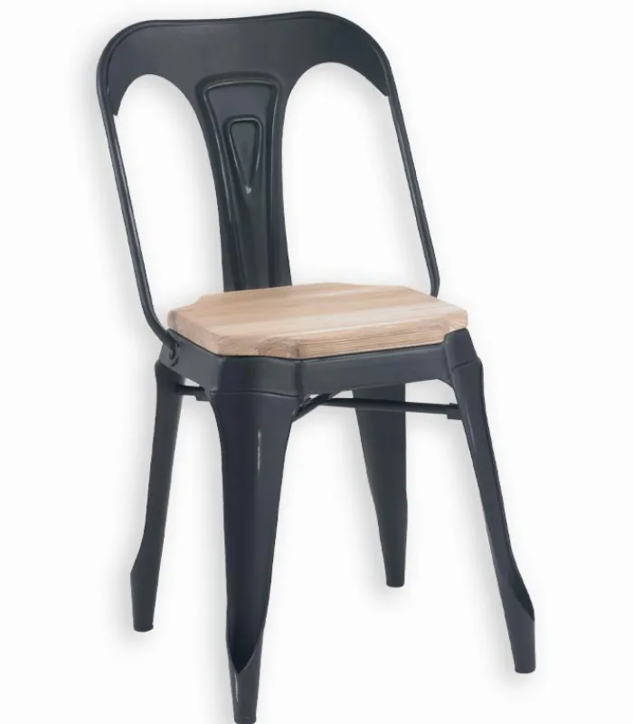 Chaises|Chaises|Cocktail Scandinave Chaise métal assise bois MACKAY