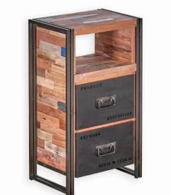 Commodes|Cocktail Scandinave Chiffonnier bois de bateau & métal SAMBA