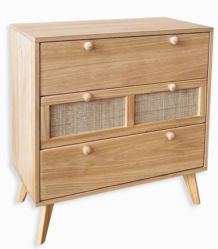 Commodes|Cocktail Scandinave Commode bois 3 grands tiroirs TONLE