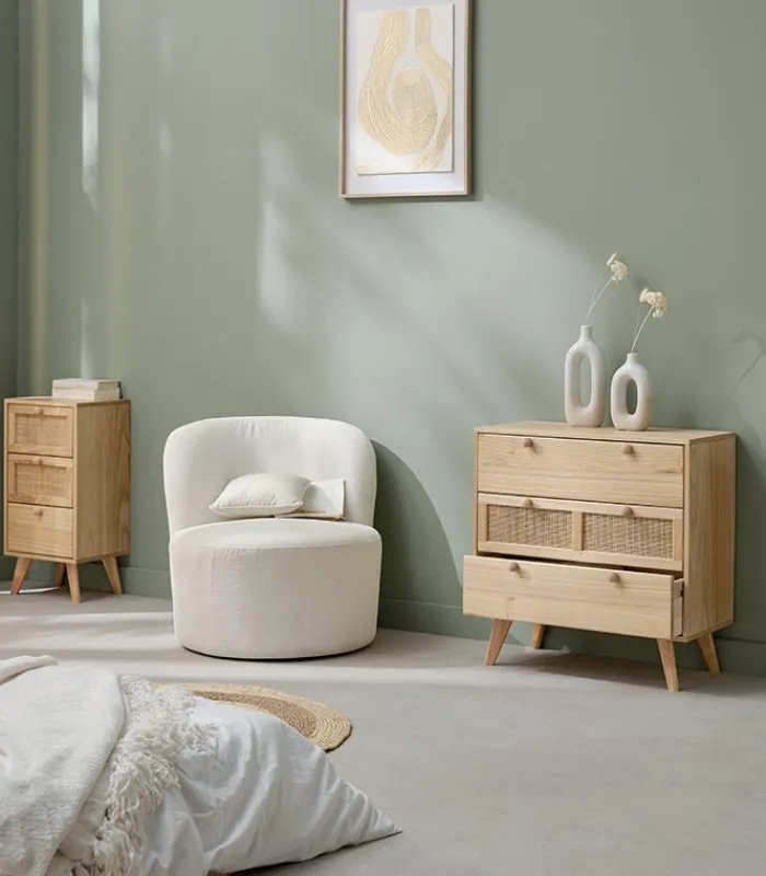 Commodes|Cocktail Scandinave Commode bois 3 grands tiroirs TONLE