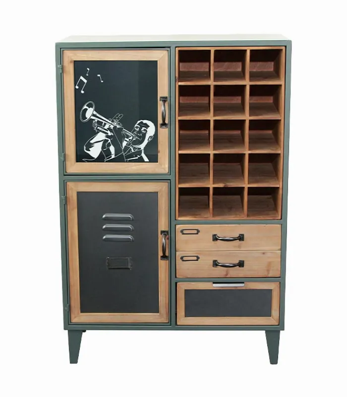 Commodes Déco|Cocktail Scandinave Commode MINDY avec 15 casiers à vin