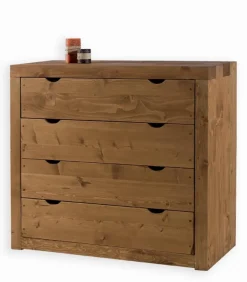 Commodes|Cocktail Scandinave Commode pin massif ciré 4 tiroirs MALMOE