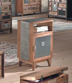 Commodes Déco|Cocktail Scandinave Commode 1 porte en sapin et zinc – WENDY