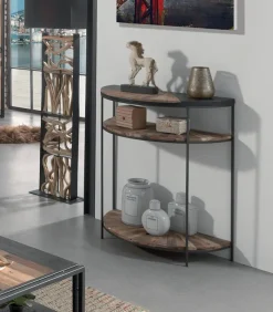 Consoles & Sellettes|Cocktail Scandinave Console bois de bateau et métal FACTORY