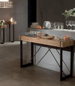 Consoles & Sellettes|Cocktail Scandinave Console sapin & métal FABRIK