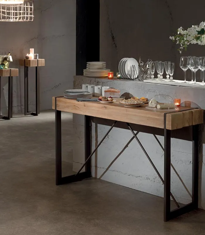 Consoles & Sellettes|Cocktail Scandinave Console sapin & métal FABRIK