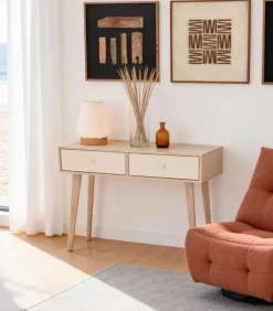 Consoles & Sellettes|Cocktail Scandinave Console 2 tiroirs LOGAN