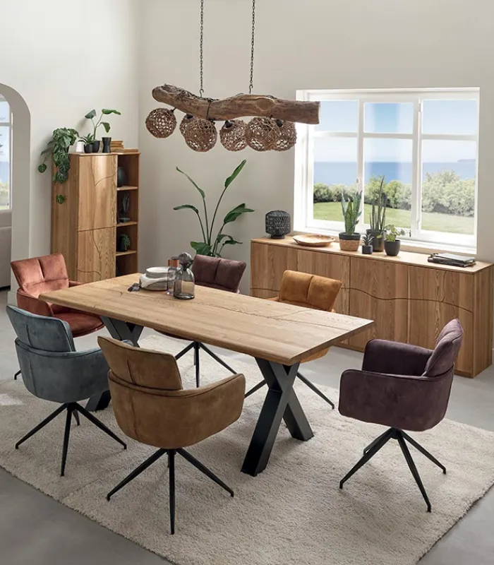 Vitrines & Enfilades|Cocktail Scandinave Enfilade frêne massif 2 portes WAVE