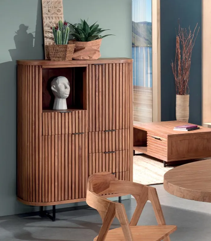Découvrez Nos Meubles En Teck|Vitrines & Enfilades|Cocktail Scandinave Enfilade teck massif ARUNA