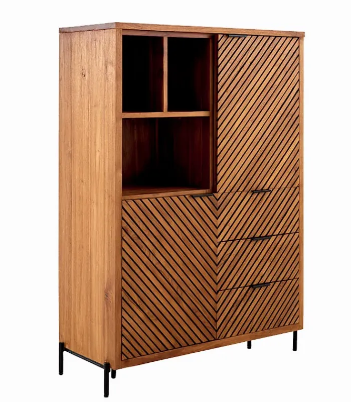 Découvrez Nos Meubles En Teck|Vitrines & Enfilades|Cocktail Scandinave Enfilade teck massif CROXTON 2 portes 3 tiroirs