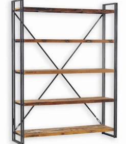 Etagères & Bibliothèques|Cocktail Scandinave Etagère bois de bateau et métal VINTAGE