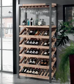 Bars & Étagères À Vin|Etagères & Bibliothèques|Cocktail Scandinave Etagère range-bouteilles VINO en bois et métal