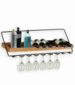 Bars & Étagères À Vin|Etagères & Bibliothèques|Cocktail Scandinave Etagère à vin murale en bois avec range-verres