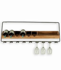 Bars & Étagères À Vin|Etagères & Bibliothèques|Cocktail Scandinave Etagère à vin murale en bois avec range-verres