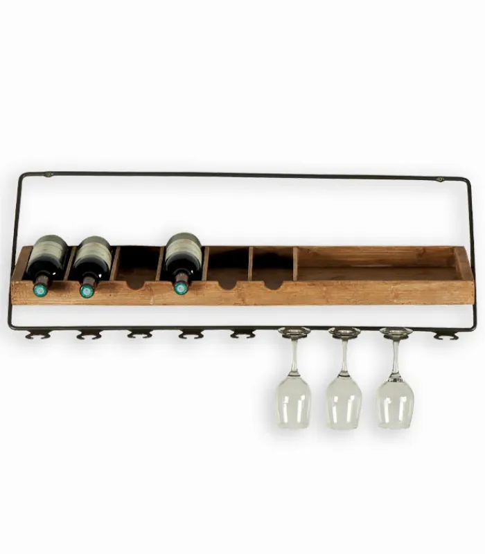 Bars & Étagères À Vin|Etagères & Bibliothèques|Cocktail Scandinave Etagère à vin murale en bois avec range-verres