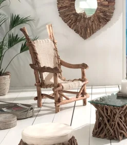 Fauteuils|Cocktail Scandinave Fauteuil bois flotté avec dossier haut WOODREAM