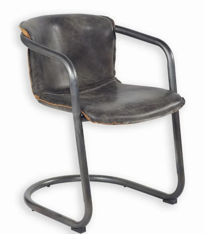 Fauteuils|Cocktail Scandinave Fauteuil cuir et métal CLARK