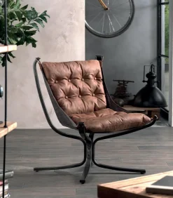 Fauteuils|Cocktail Scandinave Fauteuil cuir et métal NORMAN