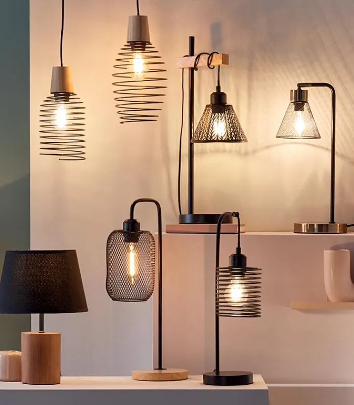 Lampes De Table|Cocktail Scandinave Lampe métal noir conique