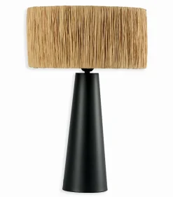 Lampes De Table|Cocktail Scandinave Lampe naturelle céramique et raphia SANTI