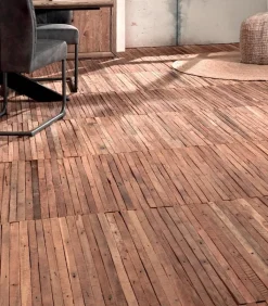 Planchers|Cocktail Scandinave Lattes de PLANCHER en teck recyclé