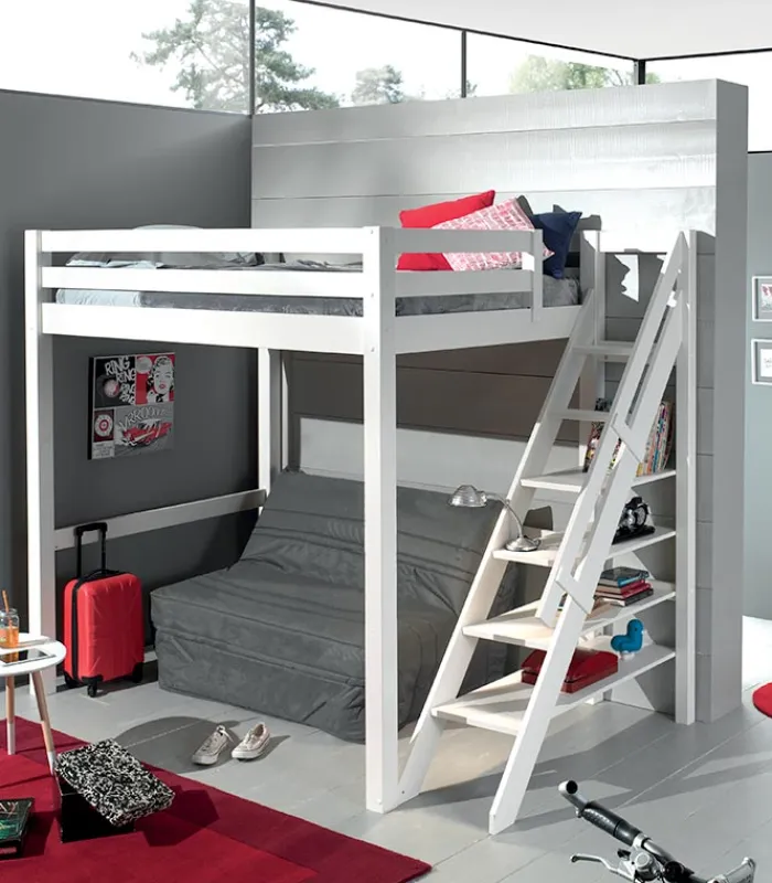 Lits|Cocktail Scandinave Lit mezzanine 2 places 140×200 LOFT