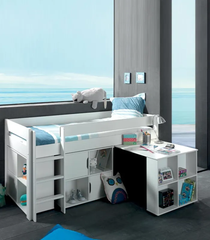 Lits|Cocktail Scandinave Lit mi-hauteur enfant 90×200 GENIUS